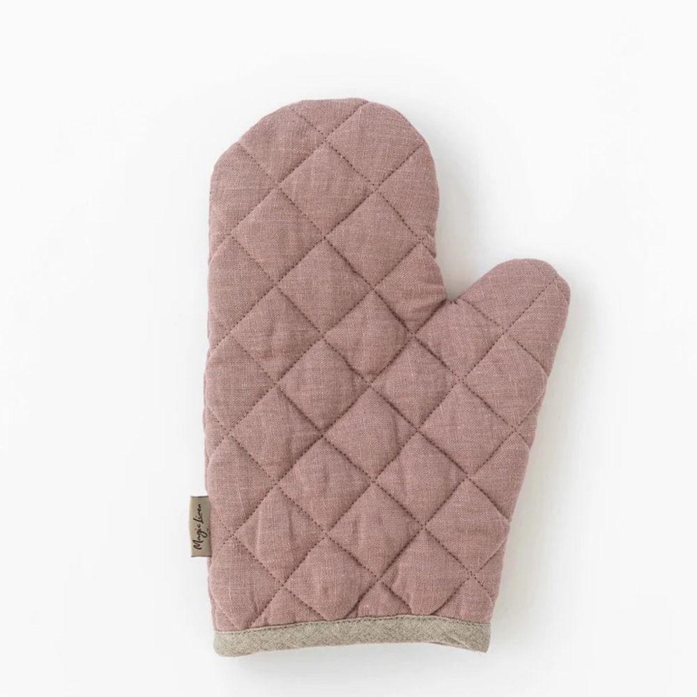 Magic Linen Woodrose Quilted Oven Mitt